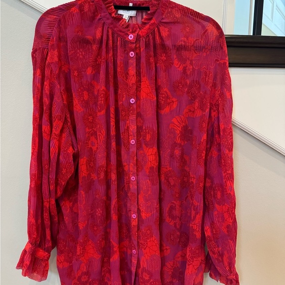 Escada Red Floral Blouse - Picture 2 of 3